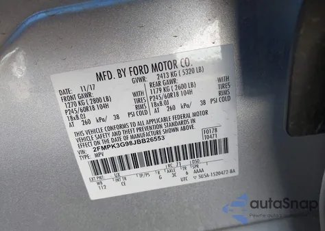 2018 Ford Edge Se from USA, damaged, VIN 2FMPK3G98JBB26553